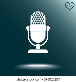 Retro microphone sign icon, vector illustration. Flat design style