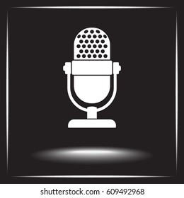 Retro microphone sign icon, vector illustration. Flat design style