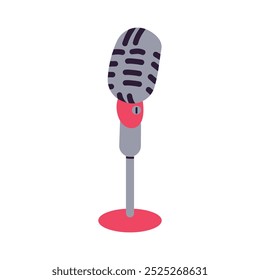 Retro microphone sign vector illustration in flat style isolate on white background for concert , stand up or podcast design.