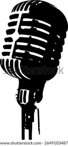 Retro Microphone Silhouette Vector Black Vintage Music Clipart