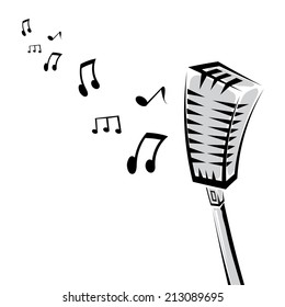 retro microphone silhouette vector illustration