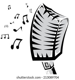 retro microphone silhouette vector illustration