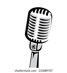 retro microphone silhouette vector illustration