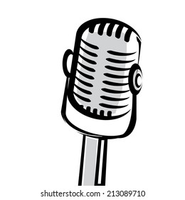 retro microphone silhouette vector illustration