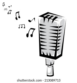 retro microphone silhouette vector illustration
