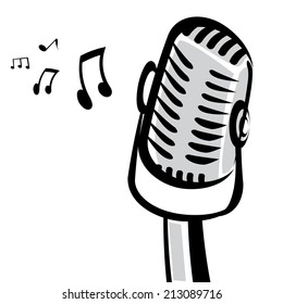retro microphone silhouette vector illustration