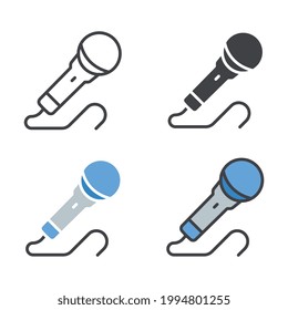 Retro Microphone for sing, announcement, speak and speech. old speaker, vintage audio. Karaoke and music tool equipment. Finish Your Song icon. Vector illustration. Design on white background. EPS10