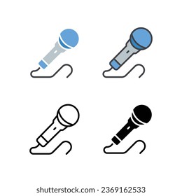 Retro Microphone for sing, announcement, speak and speech. old speaker, vintage audio. Karaoke and music tool equipment. Finish Your Song icon. Vector illustration. Design on white background. EPS10
