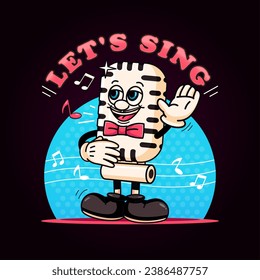 Retro microphone singing character. Suitable for logos, mascots, t-shirts, stickers and posters