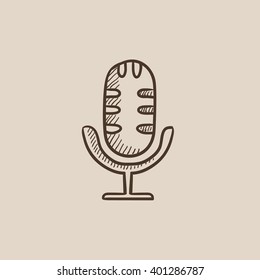 Retro microphone sketch icon.