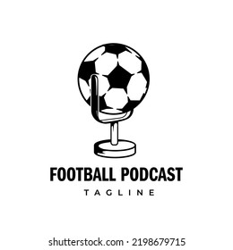 Retro Microphone Soccer Football Podcast Logo Template