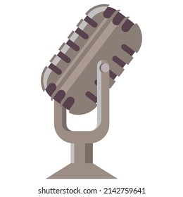 Retro microphone vector cartoon illustration isolated on a white background.