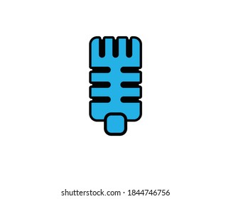 Retro microphone vector graphic icon. Sound music flat design illustration isolated on white background.  Voice record symbol vector illustration. Microphone vector logo template.