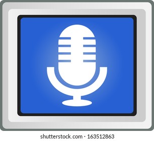 Retro microphone vector icon. 
