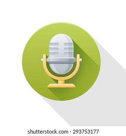 Retro microphone vector icon on white background.