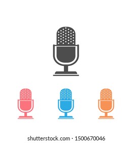 Retro microphone vector icon set isolated on white background