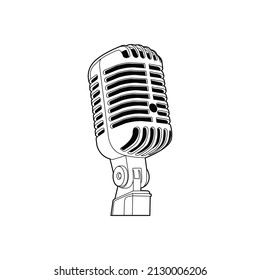 Retro Microphone Vector Line Art Stock Vector (Royalty Free) 2130006206 ...