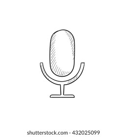 Retro microphone vector sketch icon isolated on background. Hand drawn Retro microphone icon. Retro microphone sketch icon for infographic, website or app.