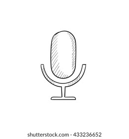 Retro microphone vector sketch icon isolated on background. Hand drawn Retro microphone icon. Retro microphone sketch icon for infographic, website or app.