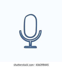 Retro microphone vector sketch icon isolated on background. Hand drawn Retro microphone icon. Retro microphone sketch icon for infographic, website or app.