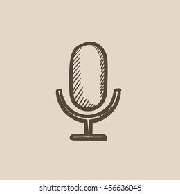 Retro microphone vector sketch icon isolated on background. Hand drawn Retro microphone icon. Retro microphone sketch icon for infographic, website or app.