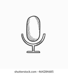 Retro microphone vector sketch icon isolated on background. Hand drawn Retro microphone icon. Retro microphone sketch icon for infographic, website or app.