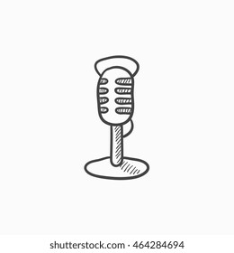 Retro microphone vector sketch icon isolated on background. Hand drawn Retro microphone icon. Retro microphone sketch icon for infographic, website or app.