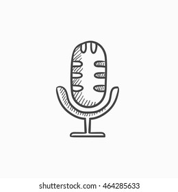 Retro microphone vector sketch icon isolated on background. Hand drawn Retro microphone icon. Retro microphone sketch icon for infographic, website or app.
