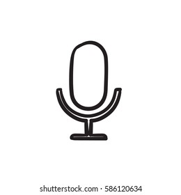 Retro microphone vector sketch icon isolated on background. Hand drawn Retro microphone icon. Retro microphone sketch icon for infographic, website or app.