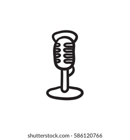 Retro microphone vector sketch icon isolated on background. Hand drawn Retro microphone icon. Retro microphone sketch icon for infographic, website or app.