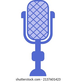 Retro microphone vector. Vintage music radio mic icon isolated. Karaoke studio sound stand for interview record and podcast. Audio speaker symbol on white background