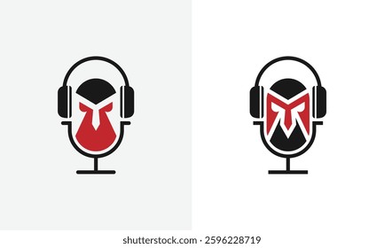 Retro Microphone Warrior Podcast Logo