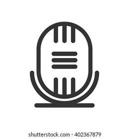 Retro microphoneline icon, outline vector illustration, linear pictogram isolated on white