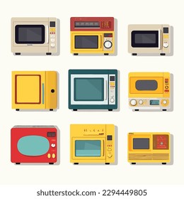 Vector de equipo de microondas retro aislado