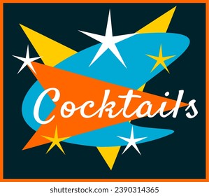 Retro mid-century modern cocktail sign