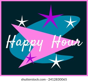 Retro mid-century modern happy hour sign 