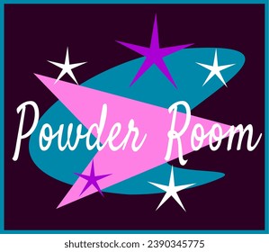 Retro mid-century modern powder room sign