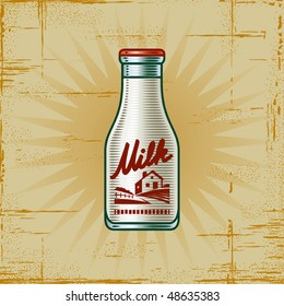 Retro Milk Bottle. Vector