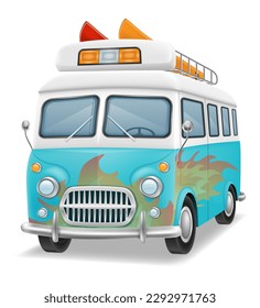 retro mini van bus for travel and leisure vector illustration isolated on white background