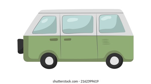 Retro minibus Van. Vector illustration