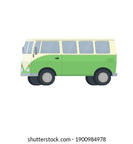 Retro minibus. Vehicle, vector illustration
