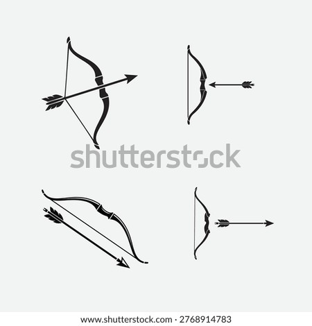 Retro minimal archery emblem featuring bow and arrow, ideal for sports branding, archery clubs, outdoor adventure, and vintage logo design.