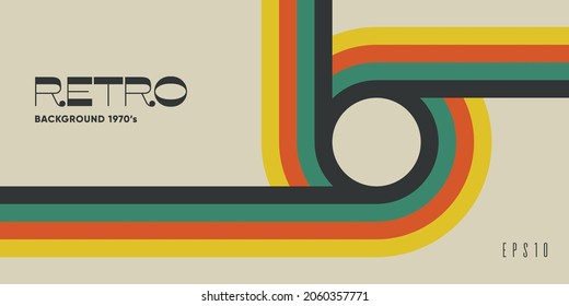 Retro minimaler Hintergrund mit bunten Streifen. Vektorgrafik.