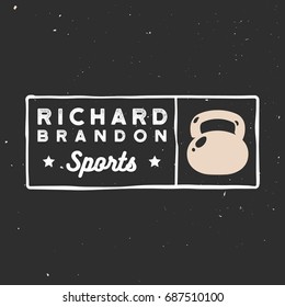 Retro minimal gym logotypes in vintage 1920 - 1960 style. Old school athletic fitness badges