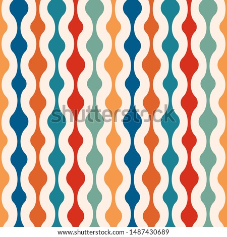 Retro  minimal seamless pattern - colorful nostalgic background design