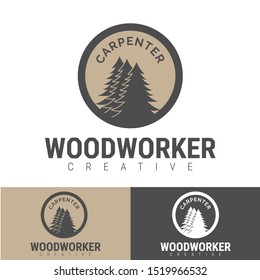 Retro minimalist carpenter, repairs, craftsman logo vector illustration isolated on white and black background. Carpenter logo for architecture, craftsman, and professional wood working.