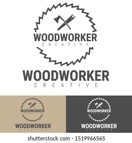 Retro minimalist carpenter, repairs, craftsman logo vector illustration isolated on white and black background. Carpenter logo for architecture, craftsman, and professional wood working.
