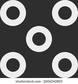Retro minimalist vector pattern with circular grid and polka dots. Seamless abstract geometric background with circles, ideal for print applications. Timeless, simple design