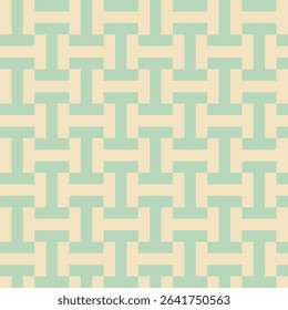 Retro mint and cream geometric pattern with interlocking rectangles. seamless tile for backgrounds, wallpapers, and fabric design