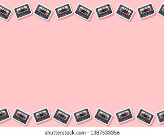 Retro mix tape seamless pattern
